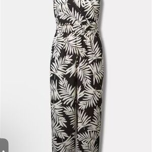 Torrid Black and White Leaf Print Jumpsuit